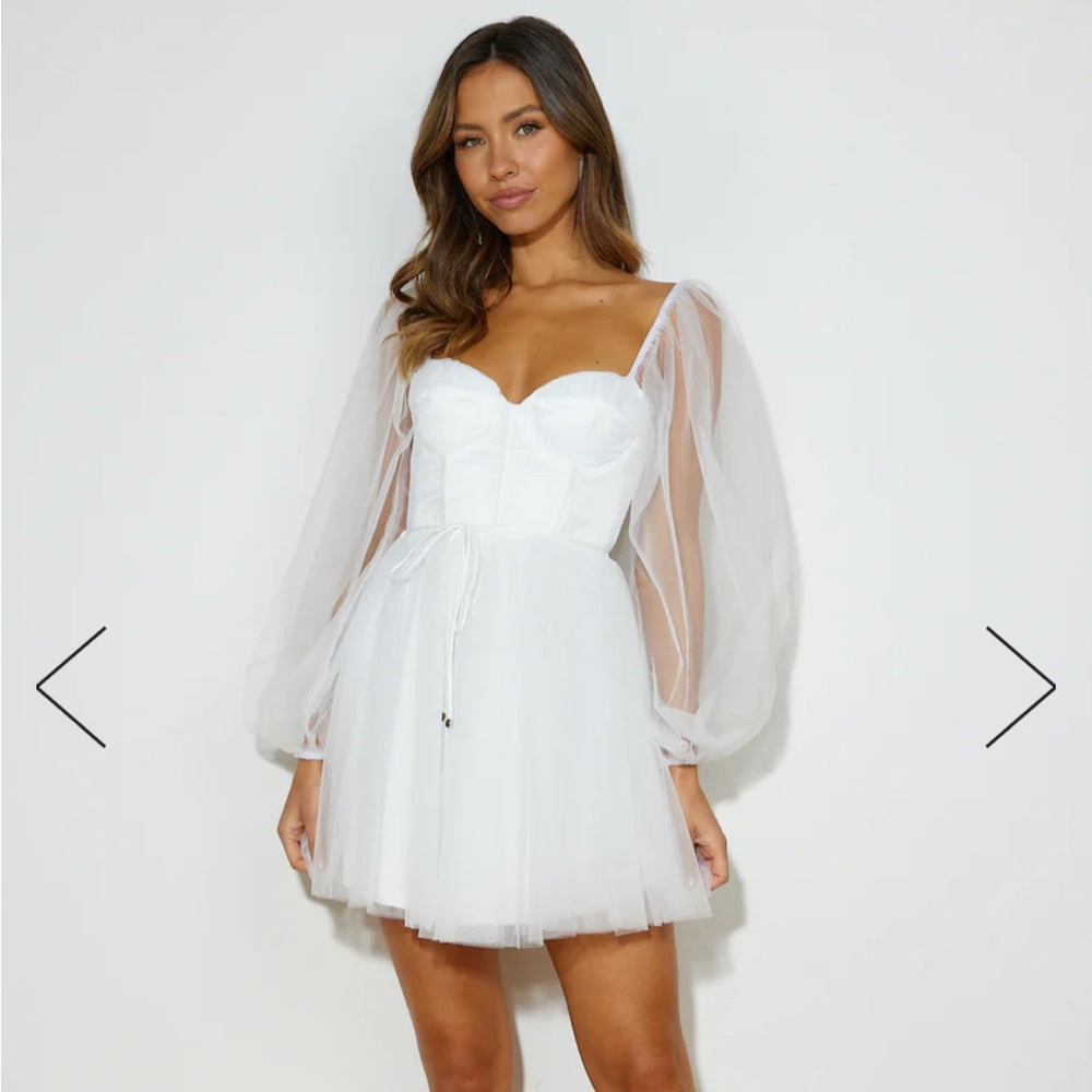 New! Pretty White Tulle Mini Dress